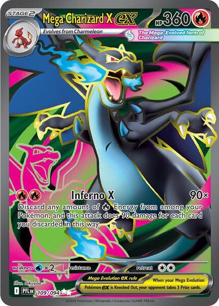 Mega Charizard X ex - 109/094 - ME02 Phantasmal Flames - Holofoil - Near Mint (NM)