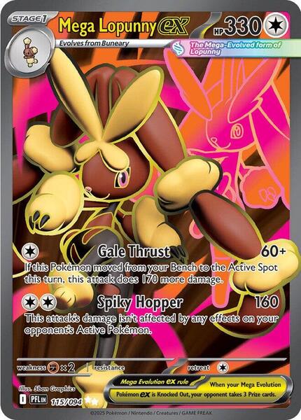 Mega Lopunny ex - 115/094 - ME02 Phantasmal Flames - Holofoil - Near Mint (NM)