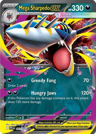 Mega Sharpedo ex - 061/094 - ME02 Phantasmal Flames - Holofoil - Near Mint (NM)