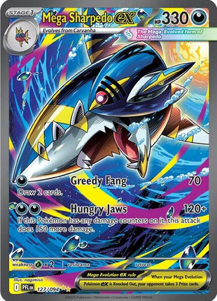 Mega Sharpedo ex - 127/094 - ME02 Phantasmal Flames - Holofoil - Near Mint (NM)