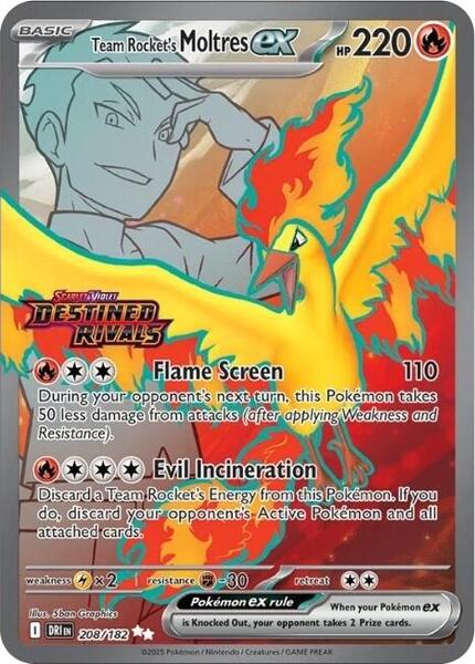 Team Rocket's Moltres ex - 208/182 (Destined Rivals Stamp) - Miscellaneous Cards and Products - Holofoil - Near Mint (NM)