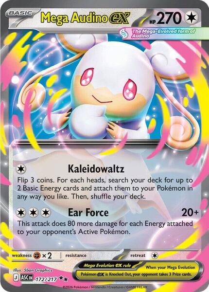 Mega Audino ex - 172/217 - ME Ascended Heroes - Holofoil - Near Mint (NM)