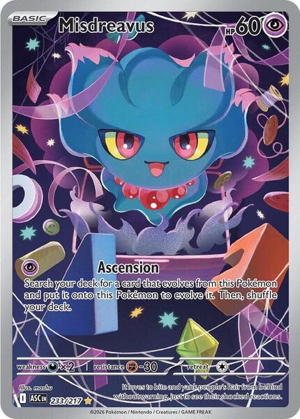 Misdreavus - 233/217 - ME Ascended Heroes - Holofoil - Near Mint (NM)