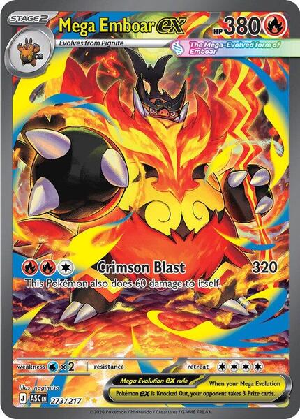 Mega Emboar ex - 273/217 - ME Ascended Heroes - Holofoil - Near Mint (NM)