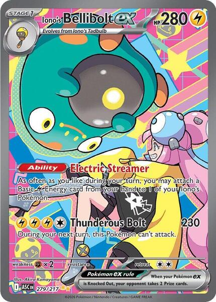 Iono's Bellibolt ex - 279/217 - ME Ascended Heroes - Holofoil - Near Mint (NM)