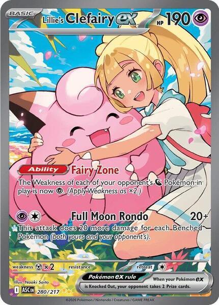 Lillie's Clefairy ex - 280/217 - ME Ascended Heroes - Holofoil - Near Mint (NM)