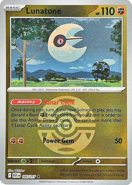 Lunatone (Dusk Ball) - ME Ascended Heroes - Reverse Holofoil - Near Mint (NM)