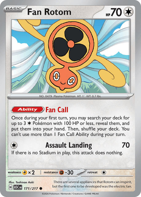 Fan Rotom - 171/217 (Dusk Ball) - ME Ascended Heroes - Reverse Holofoil - Near Mint (NM)