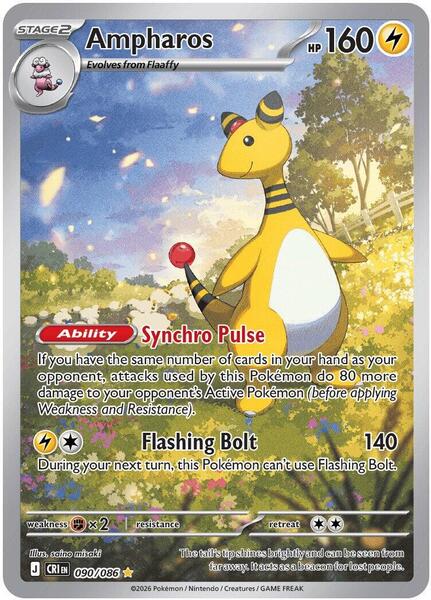 Ampharos - 090/086 - ME04 Chaos Rising - Holofoil - Near Mint (NM)