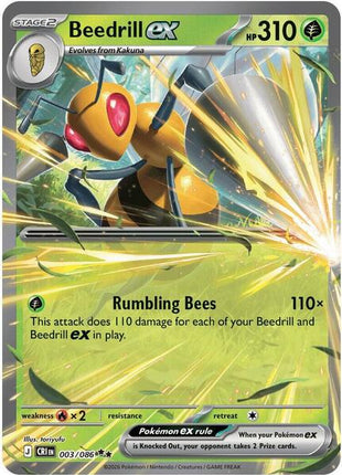 Beedrill ex - 003/086 - ME04 Chaos Rising - Holofoil - Near Mint (NM)