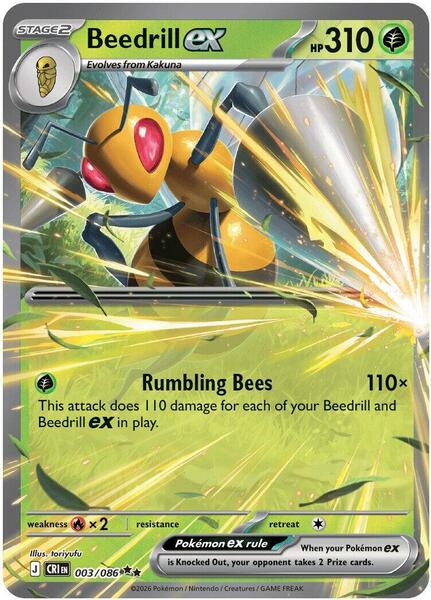 Beedrill ex - 003/086 - ME04 Chaos Rising - Holofoil - Near Mint (NM)