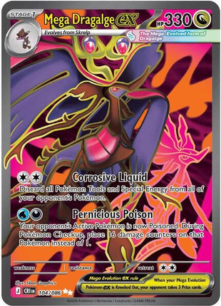 Mega Dragalge ex - 104/086 - ME04 Chaos Rising - Holofoil - Near Mint (NM)