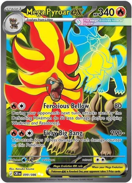 Mega Pyroar ex - 099/086 - ME04 Chaos Rising - Holofoil - Near Mint (NM)