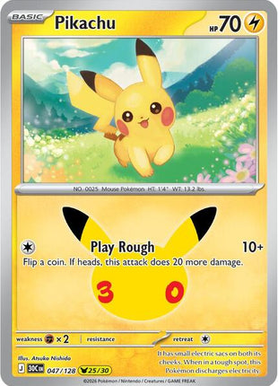 Pikachu - 047/128 - ME 30th Celebration - Holofoil - Near Mint (NM)