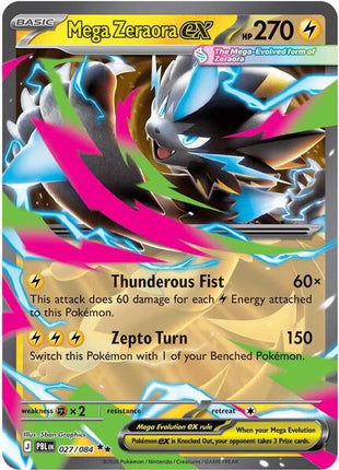 Mega Zeraora ex - 027/084 - ME05 Pitch Black - Holofoil - Near Mint (NM)