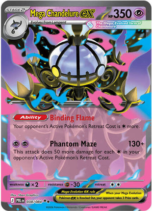 Mega Chandelure ex - 038/084 - ME05 Pitch Black - Holofoil - Near Mint (NM)