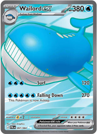 Wailord ex - 097/084 - ME05 Pitch Black - Holofoil - Near Mint (NM)