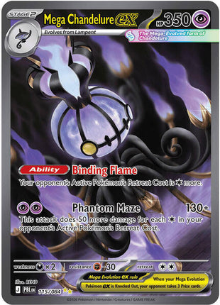 Mega Chandelure ex - 115/084 - ME05 Pitch Black - Holofoil - Near Mint (NM)