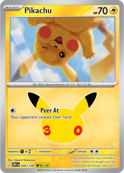 Pikachu - 026/128 - ME 30th Celebration - Holofoil - Near Mint (NM)