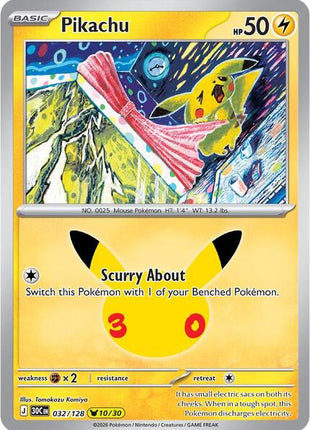 Pikachu - 032/128 - ME 30th Celebration - Holofoil - Near Mint (NM)