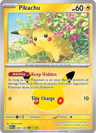 Pikachu - 033/128 - ME 30th Celebration - Holofoil - Near Mint (NM)