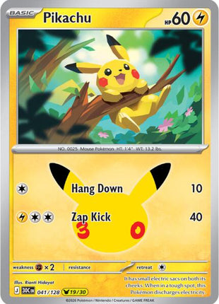 Pikachu - 041/128 - ME 30th Celebration - Holofoil - Near Mint (NM)