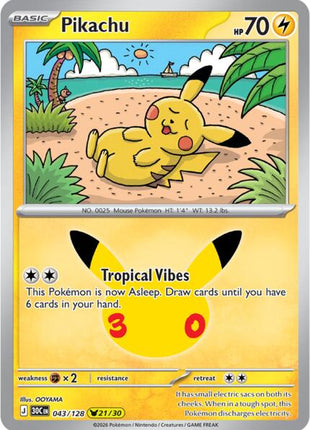 Pikachu - 043/128 - ME 30th Celebration - Holofoil - Near Mint (NM)