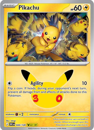 Pikachu - 044/128 - ME 30th Celebration - Holofoil - Near Mint (NM)