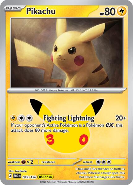 Pikachu - 049/128 - ME 30th Celebration - Holofoil - Near Mint (NM)