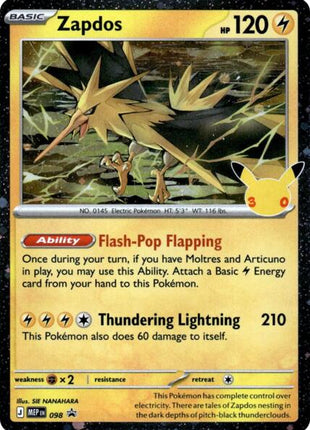 Zapdos - 098 (30th Celebration) - ME Mega Evolution Promo - Holofoil - Near Mint (NM)