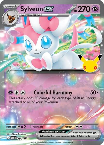 Sylveon ex - 100 (30th Celebration) - ME Mega Evolution Promo - Holofoil - Near Mint (NM)