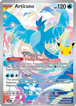 Articuno - 132/128 - ME 30th Celebration - Holofoil - Near Mint (NM)