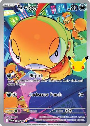 Scraggy - 140/128 - ME 30th Celebration - Holofoil - Near Mint (NM)
