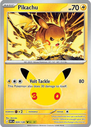 Pikachu - 024/128 - ME 30th Celebration - Holofoil - Near Mint (NM)