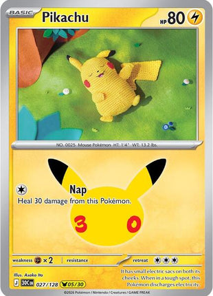 Pikachu - 027/128 - ME 30th Celebration - Holofoil - Near Mint (NM)