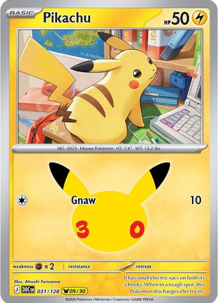Pikachu - 031/128 - ME 30th Celebration - Holofoil - Near Mint (NM)