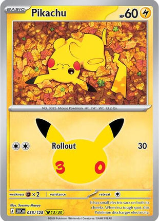 Pikachu - 035/128 - ME 30th Celebration - Holofoil - Near Mint (NM)