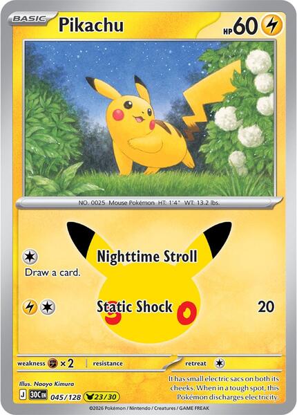 Pikachu - 045/128 - ME 30th Celebration - Holofoil - Near Mint (NM)
