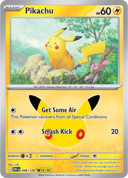 Pikachu - 046/128 - ME 30th Celebration - Holofoil - Near Mint (NM)