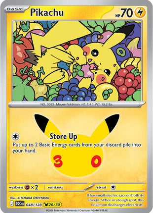 Pikachu - 048/128 - ME 30th Celebration - Holofoil - Near Mint (NM)