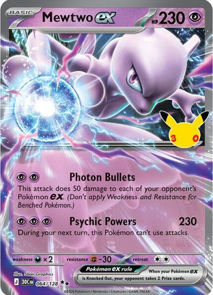 Mewtwo ex - 064/128 - ME 30th Celebration - Holofoil - Near Mint (NM)