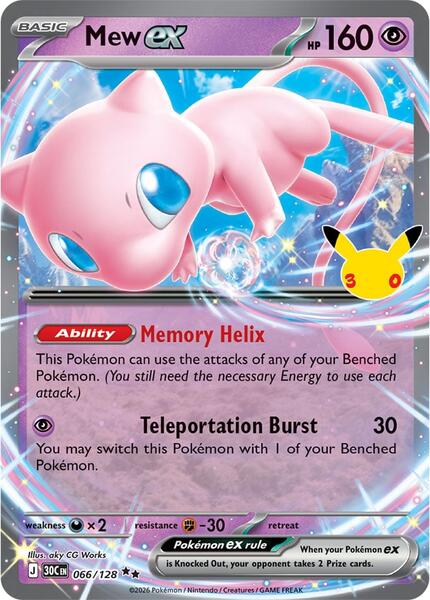 Mew ex - 066/128 - ME 30th Celebration - Holofoil - Near Mint (NM)