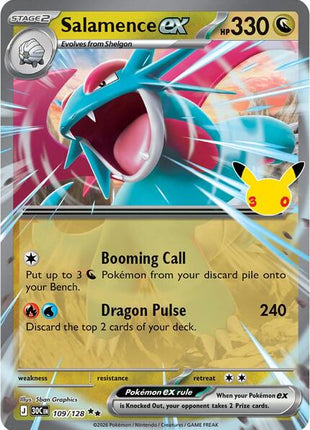 Salamence ex - 109/128 - ME 30th Celebration - Holofoil - Near Mint (NM)