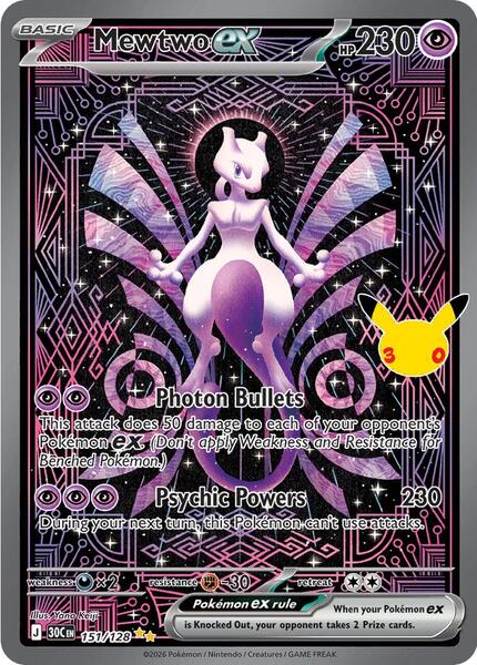 Mewtwo ex - 151/128 - ME 30th Celebration - Holofoil - Near Mint (NM)