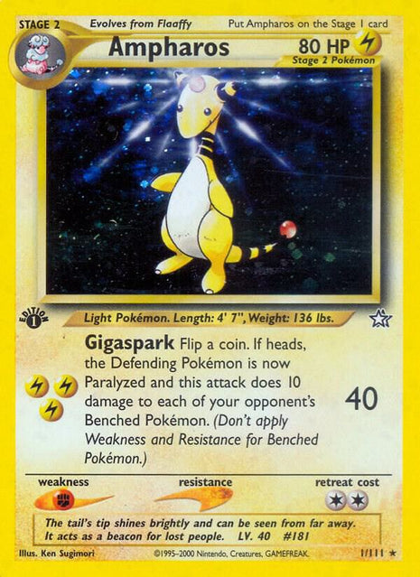 Ampharos - Neo Genesis - Unlimited Holofoil - Damaged