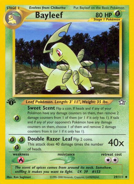 Bayleef (29) - Neo Genesis - 1st Edition - Near Mint (NM)