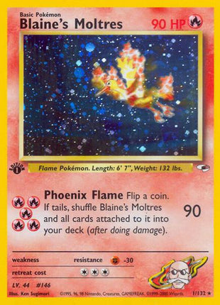 Blaine's Moltres - Gym Heroes - Unlimited Holofoil - Damaged