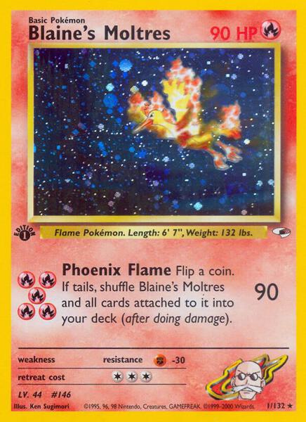 Blaine's Moltres - Gym Heroes - Unlimited Holofoil - Damaged