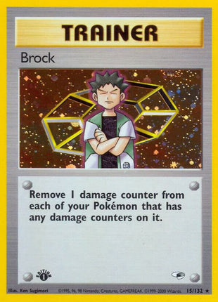 Brock (15) - Gym Heroes - Unlimited Holofoil - Damaged