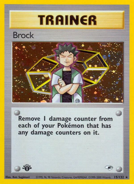 Brock (15) - Gym Heroes - Unlimited Holofoil - Damaged